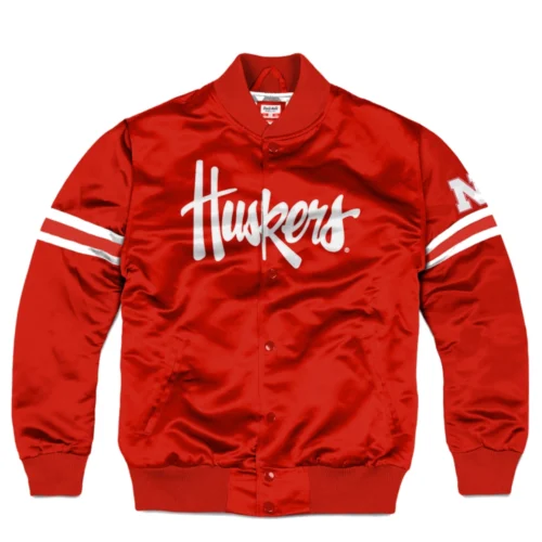 Nebraska Cornhuskers Full-Snap Bomber Varsity Jacket - Red