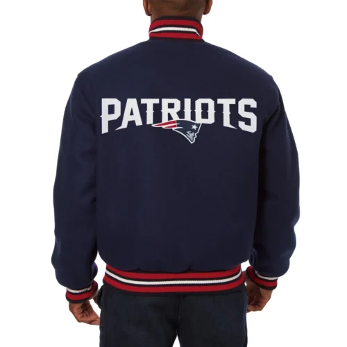 Alternative view of New England Patriots One Color Navy Full Wool Varsity Jacket
