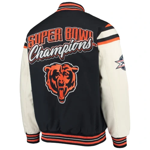 Alternative view of New England Patriots Victory Formation Commemorative Full-Snap Black/White Varsity Jacket