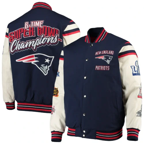 New England Patriots Victory Formation Commemorative Full-Snap Navy/White Varsity Jacket - Image 3