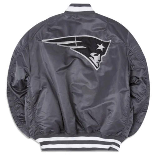 Alternative view of New England Patriots  Ma-1 Bomber Satin Grey Varsity Jacket