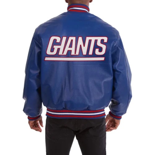 Alternative view of New York Giants Genuine Blue Full Leather Varsity Jacket