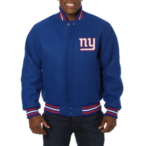 New York Giants One Color Blue Full Wool Varsity Jacket