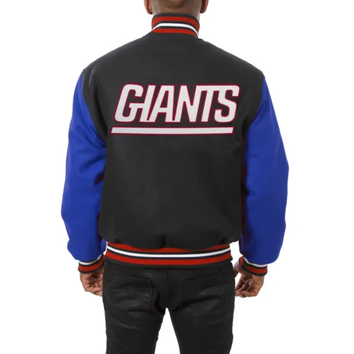 Alternative view of New York Giants Handmade Two Tone Black/Blue Wool Varsity Jacket