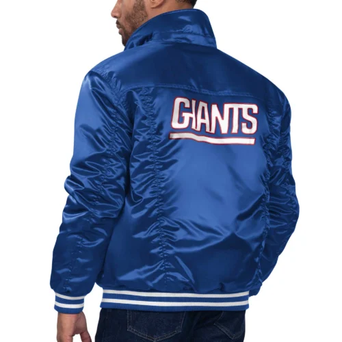 Alternative view of New York Giants Silver Tab Trucker Varsity Blue Satin Jacket
