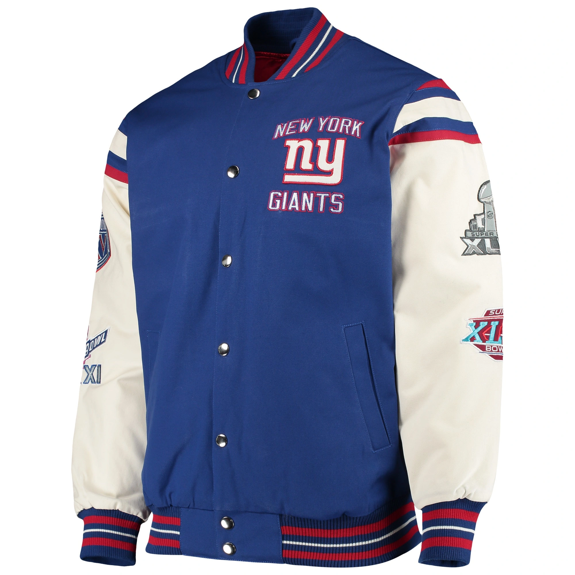 New York Giants Victory Formation Commemorative Full-Snap Blue/White Wool/Leather Varsity Jacket