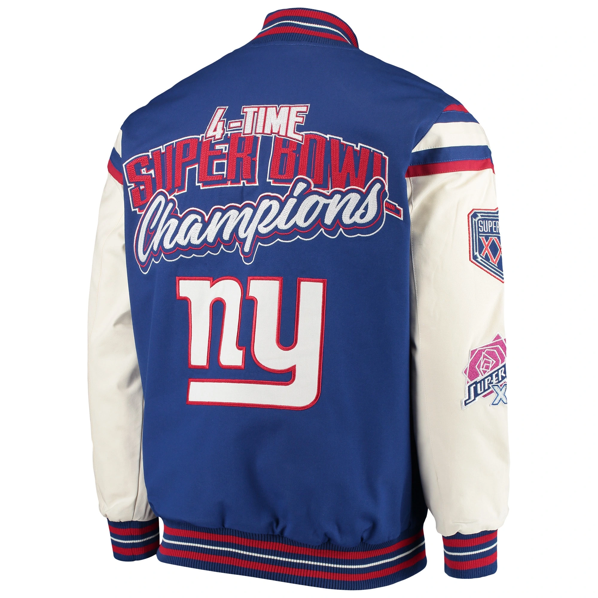 New York Giants Victory Formation Commemorative Full-Snap Blue/White Wool/Leather Varsity Jacket - Image 2