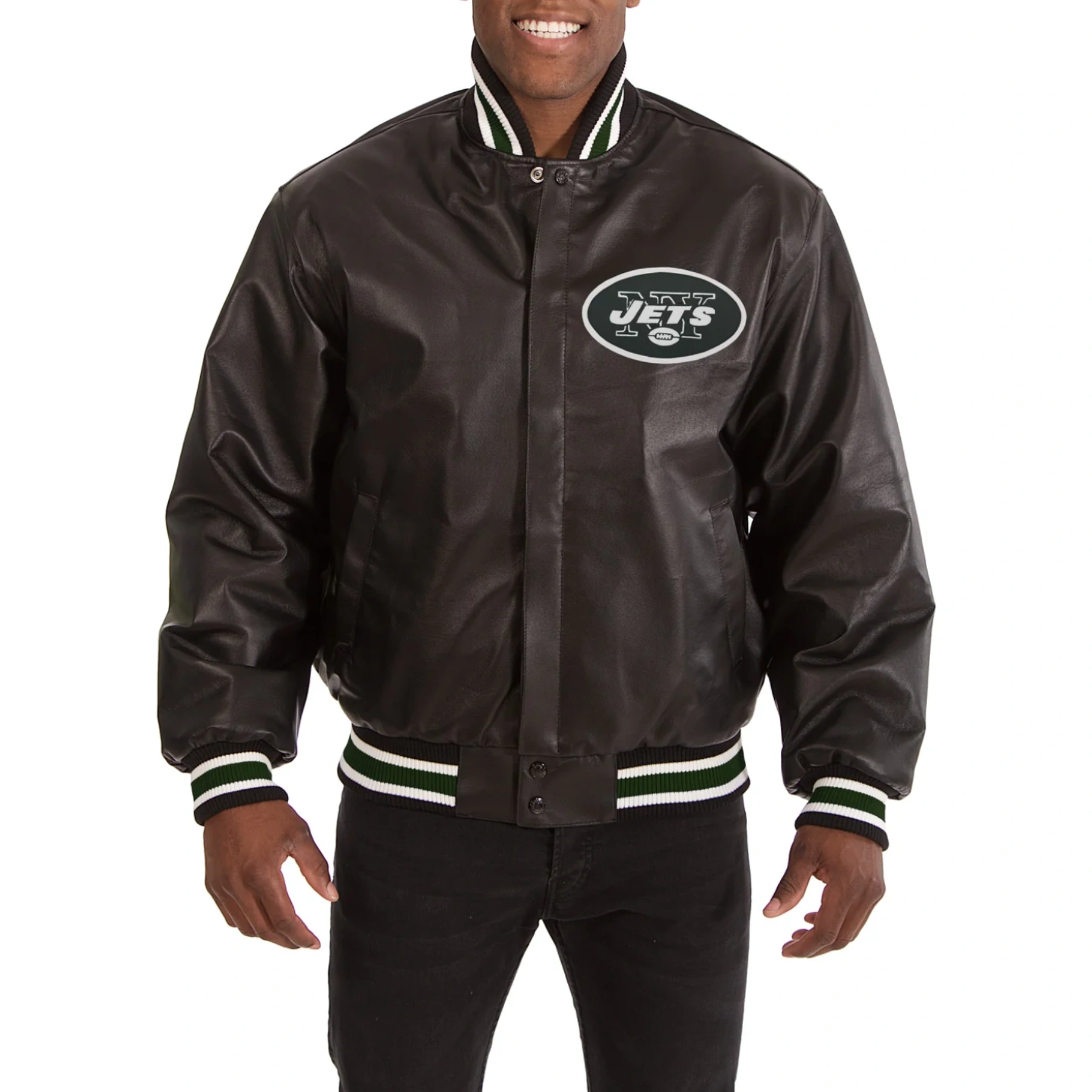 New York Jets Black Full Leather Varsity Jacket