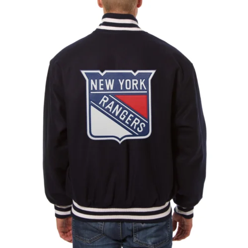 Alternative view of New York Rangers One Color Black Full Wool Varsity Jacket