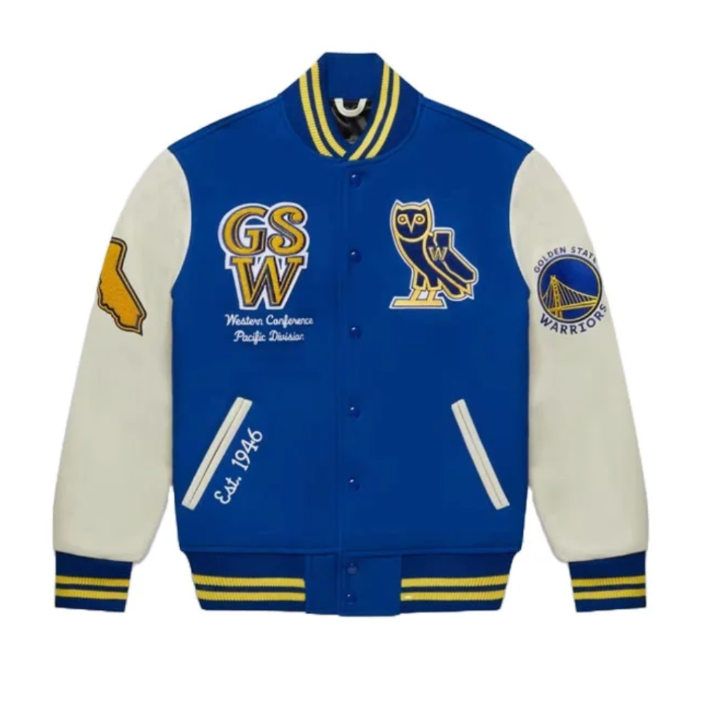 Golden State Warriors Full-Snap Wool & Leather Varsity Jacket
