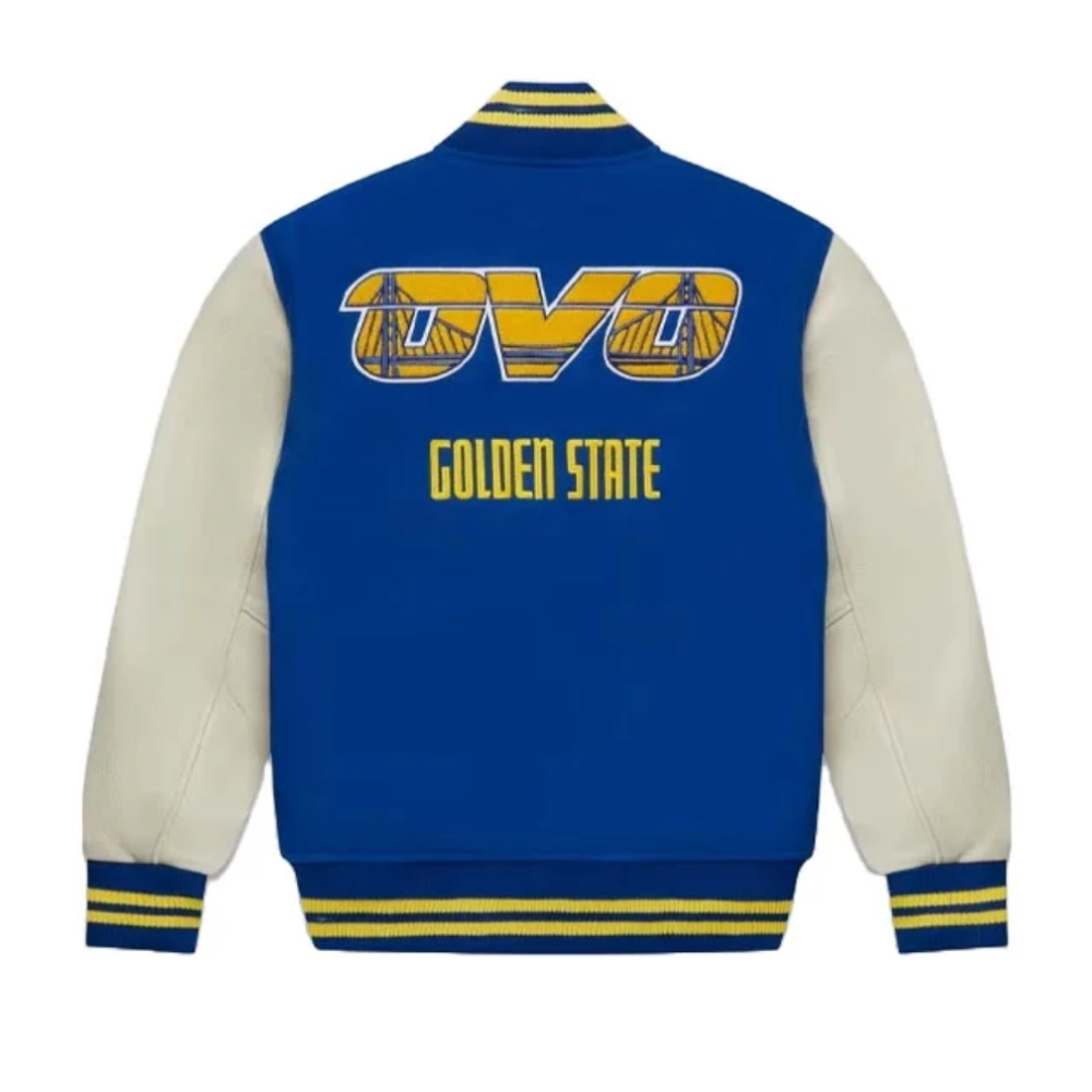 Golden State Warriors Full-Snap Wool & Leather Varsity Jacket - Image 2