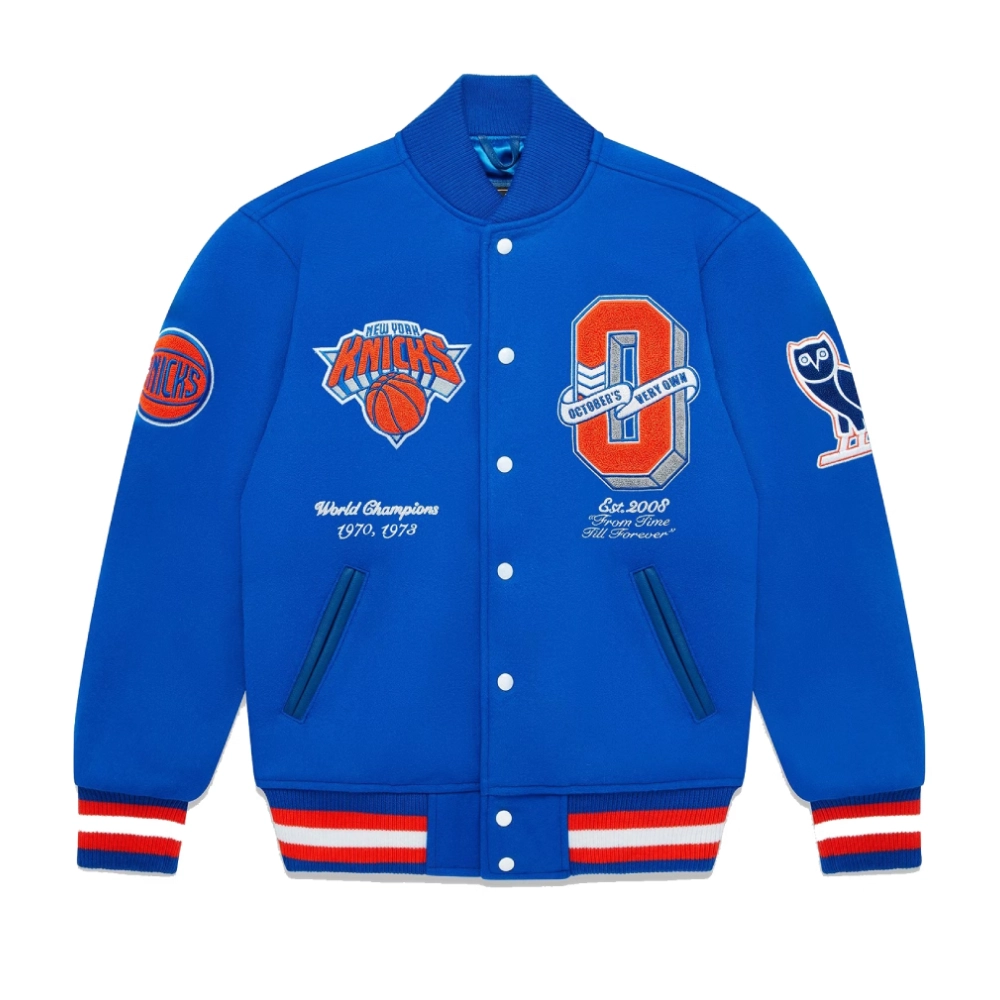 New York Knicks Full-Snap Blue Wool Varsity Jacket