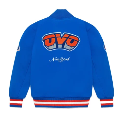 Alternative view of New York Knicks Full-Snap Blue Wool Varsity Jacket