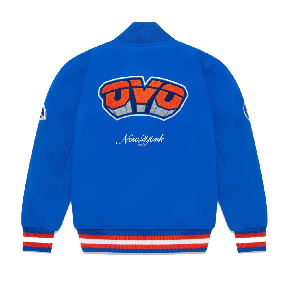 New York Knicks Full-Snap Blue Wool Varsity Jacket - Image 2