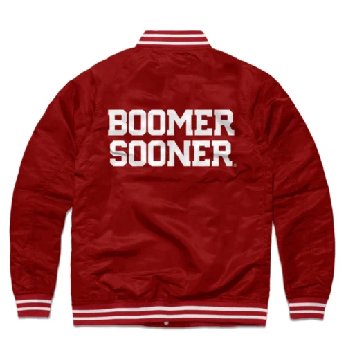 Alternative view of Oklahoma Sooners Vintage Logo Varsity Jacket - Red