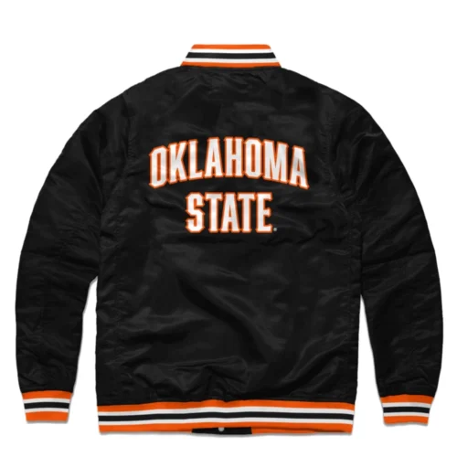 Alternative view of Oklahoma State Cowboys Logo Full-Snap Satin Varsity Jacket - Black