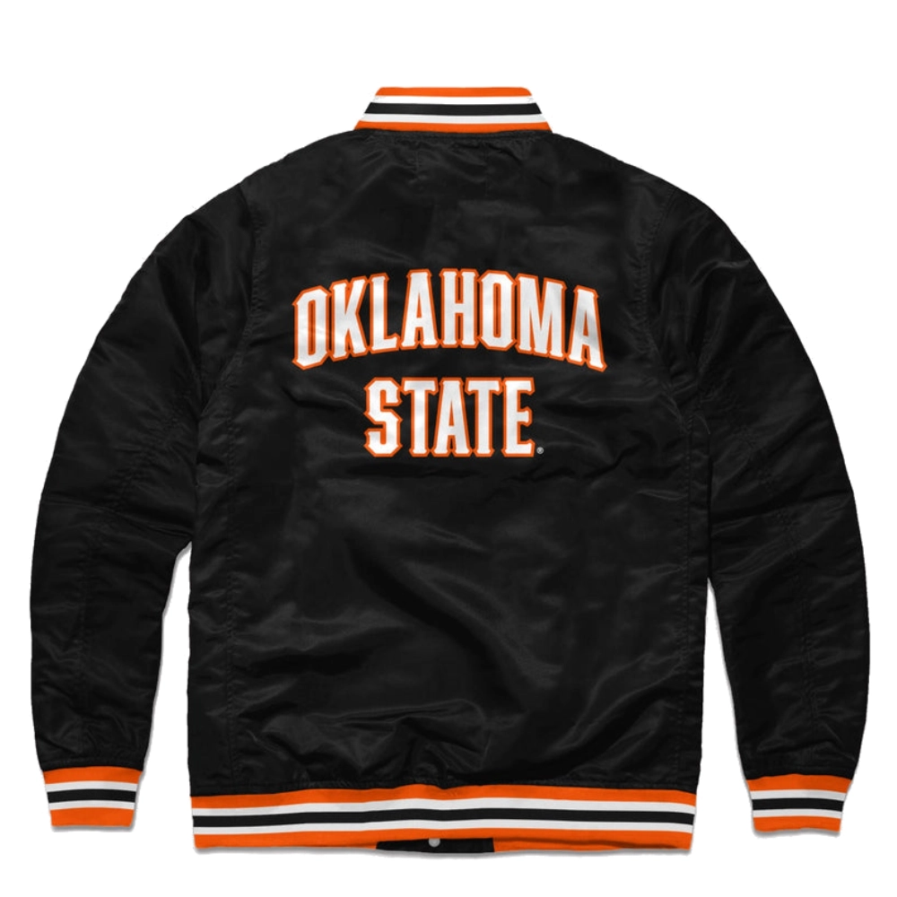 Oklahoma State Cowboys Logo Full-Snap Satin Varsity Jacket - Black - Image 2