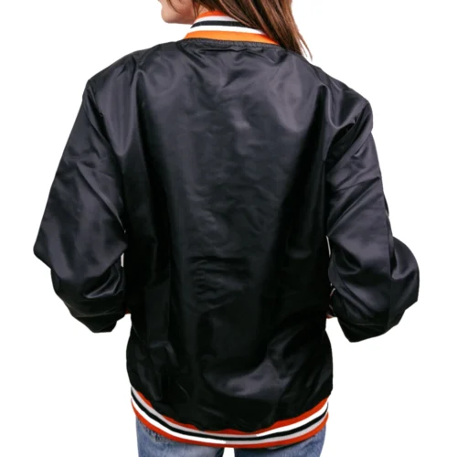 Oklahoma State Cowboys Full-Snap Satin Bomber Varsity Jacket - Black - Image 3