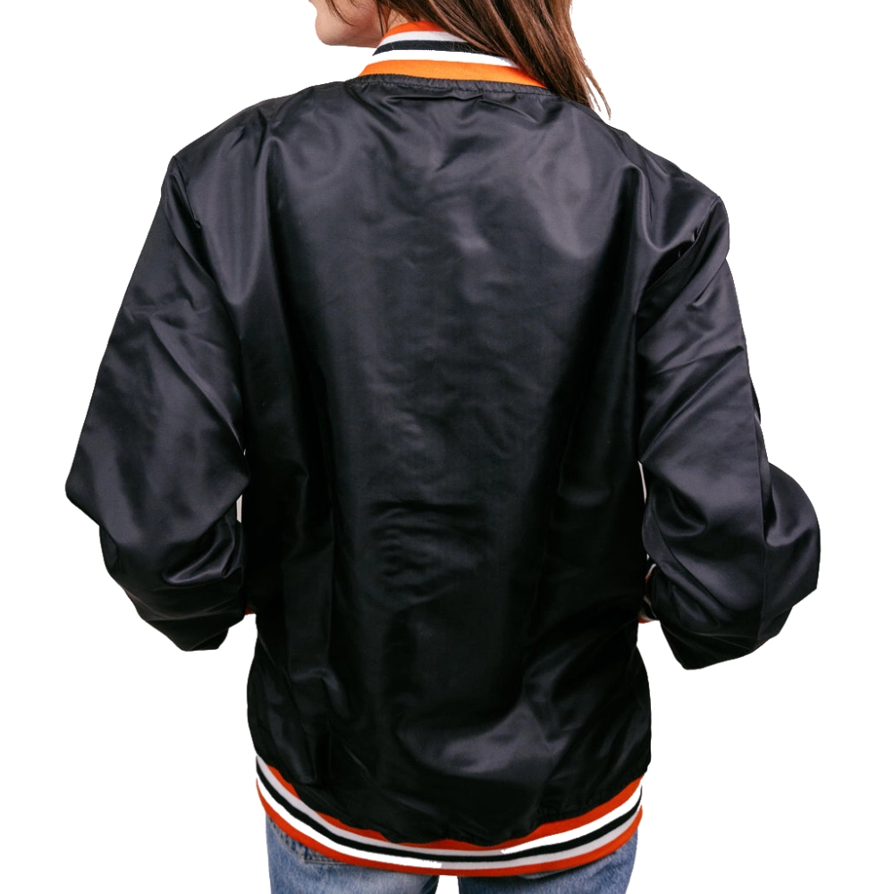 Oklahoma State Cowboys Full-Snap Satin Bomber Varsity Jacket - Black - Image 3