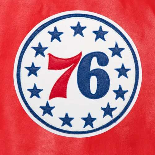 Philadelphia 76ers Red Full Leather Varsity Jacket - Image 3