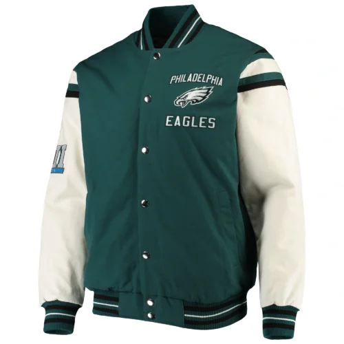 Philadelphia Eagles Victory Formation Commemorative Full-Snap Wool & Leather Varsity Jacket