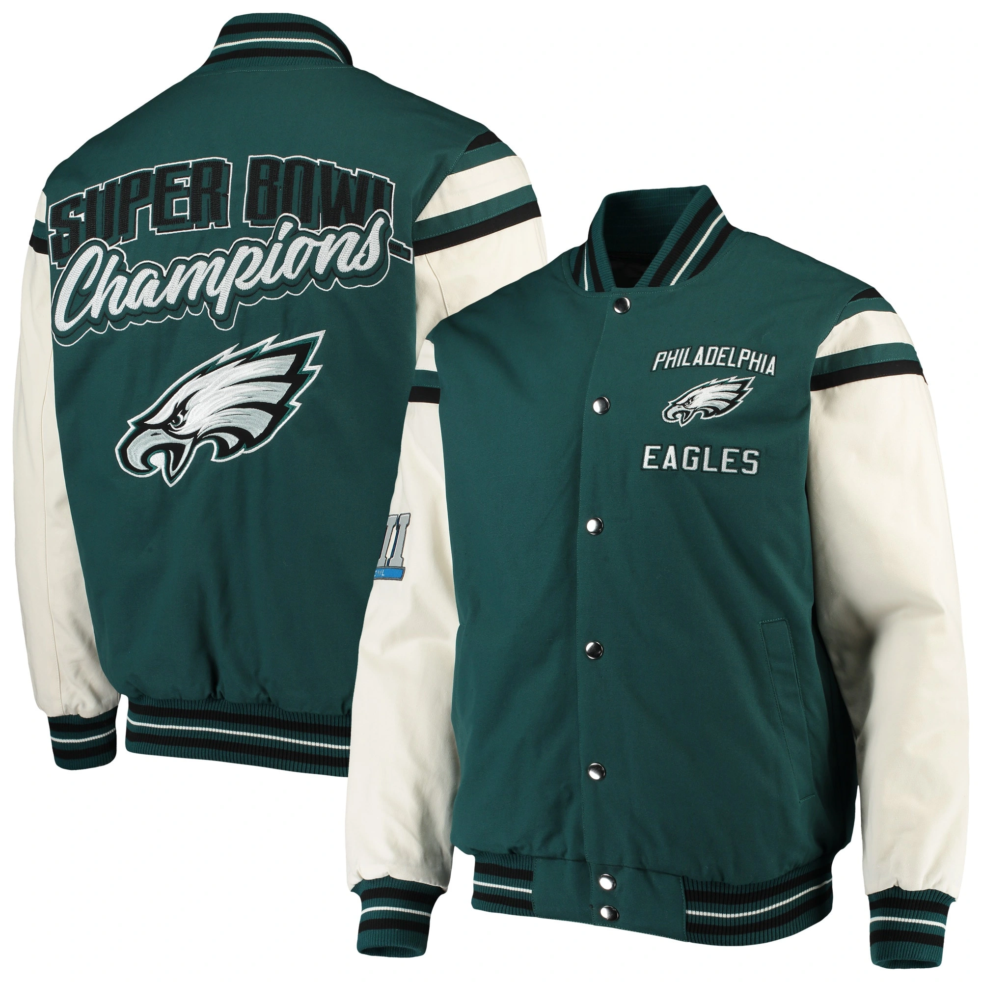 Philadelphia Eagles Victory Formation Commemorative Full-Snap Wool & Leather Varsity Jacket - Image 3