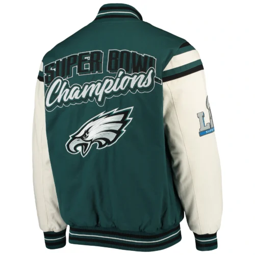 Alternative view of Philadelphia Eagles Victory Formation Commemorative Full-Snap Wool & Leather Varsity Jacket