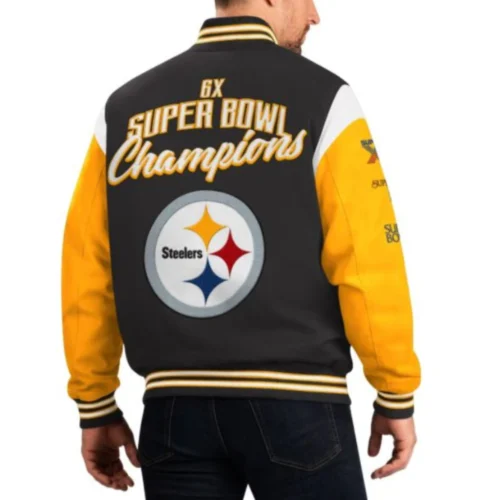Alternative view of Pittsburgh Steelers Franchise Black/Yellow Wool Varsity Jacket