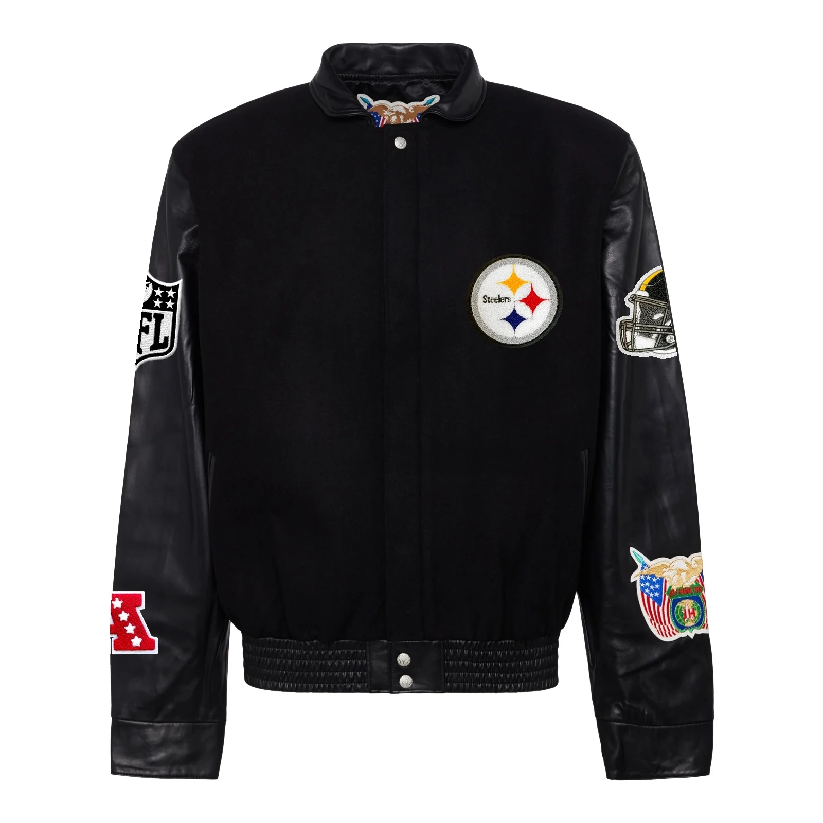 Pittsburgh Steelers Jeff Hamilton Black Wool & Leather Varsity Jacket