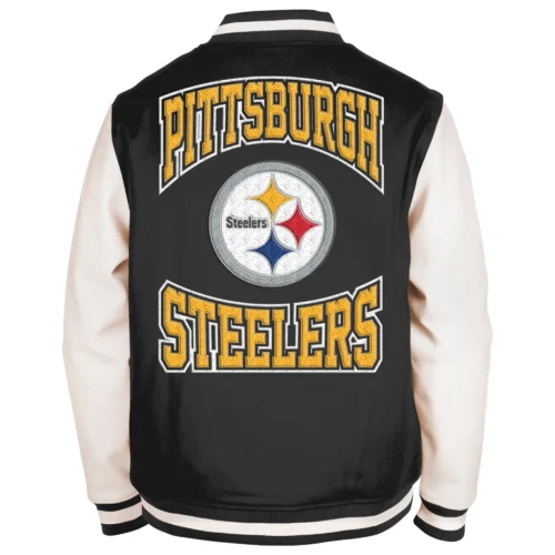Alternative view of Pittsburgh Steelers Third Down 2.0 Full-Snap Black/White Wool & Leather Varsity Jacket