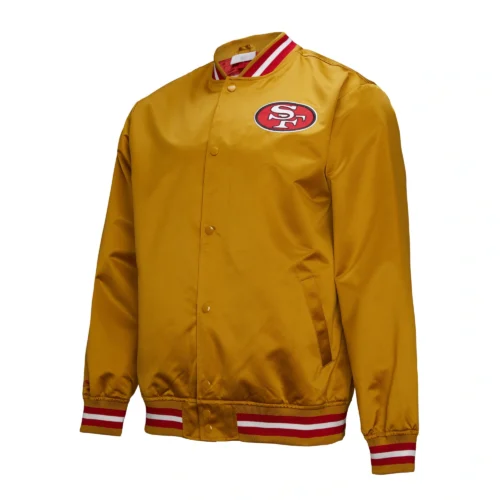 San Francisco 49ers Double Down Gold Satin Varsity Jacket