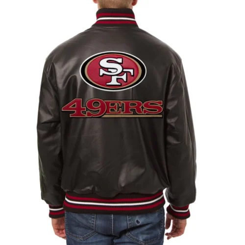 Alternative view of San Francisco 49ers Black Full Leather Varsity Jacket