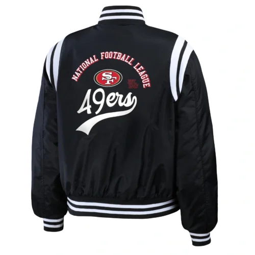 Alternative view of San Francisco 49ers Women's Full-Snap Bomber Black Varsity Jacket