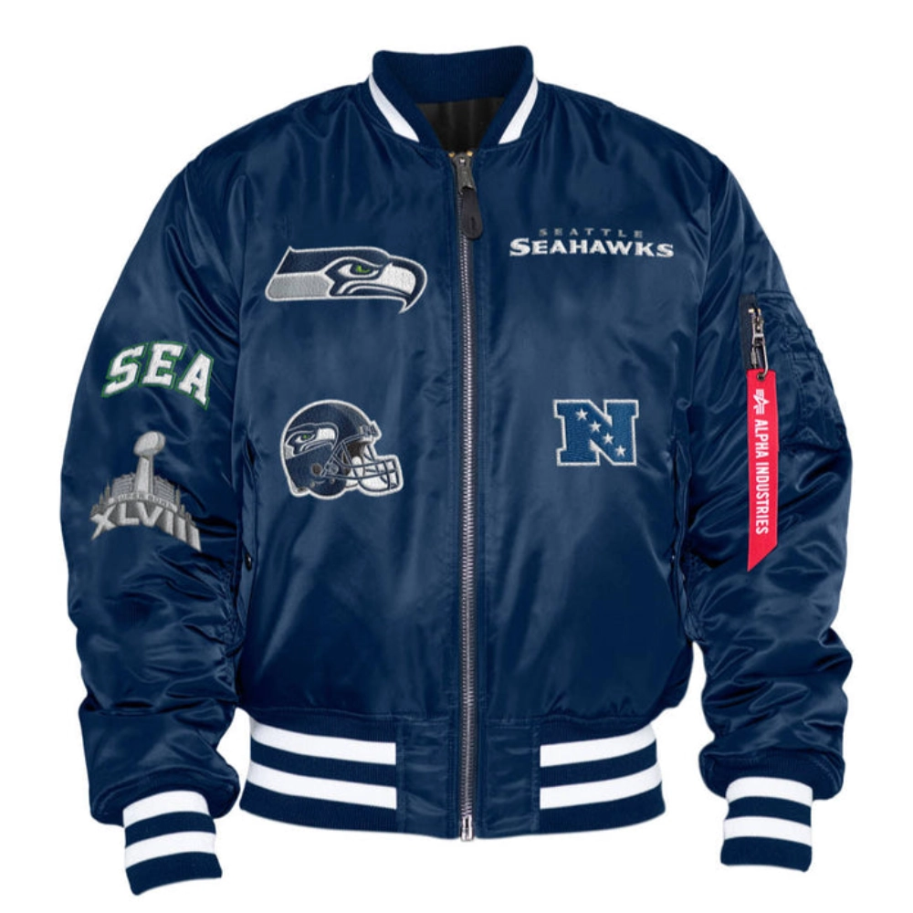 Seattle Seahawks Ma-1 Bomber Varsity Jacket