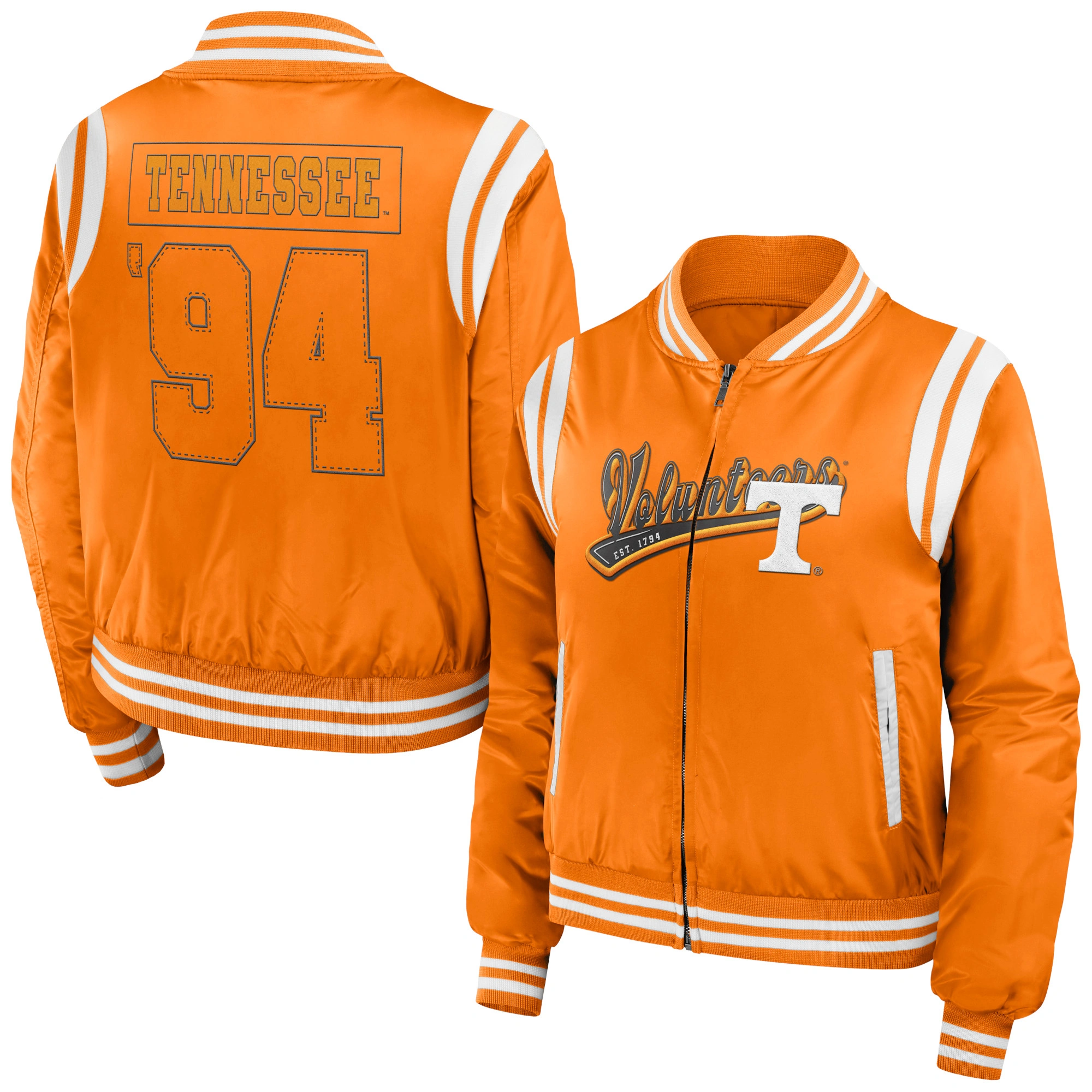 Tennessee Volunteers Women's Full-Zip Bomber Varsity Jacket - Orange - Image 3