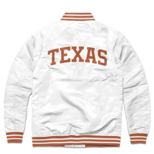 Alternative view of Texas Longhorns Full-Snap Logo Varsity Jacket - White