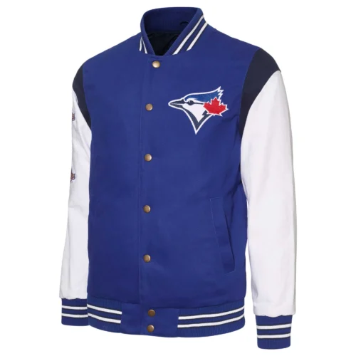 Toronto Blue Jays Strike Zone Full-Snap Cotton & Leather Varsity Jacket