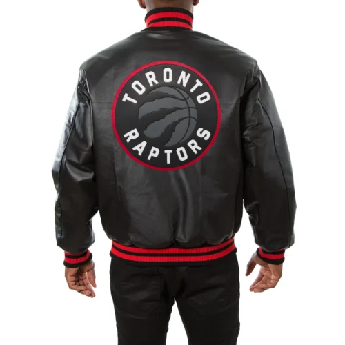 Alternative view of Toronto Raptors Logo Real Black Full Leather Varsity Jacket