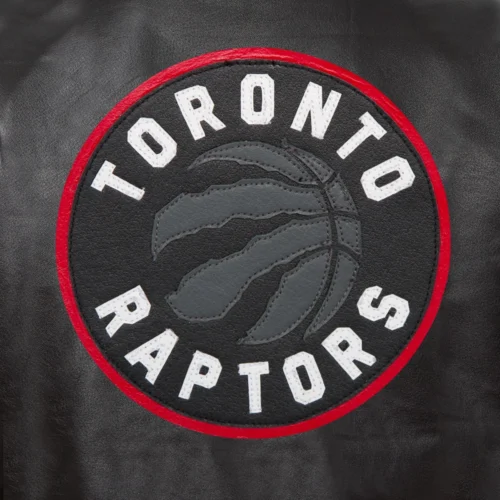 Toronto Raptors Logo Real Black Full Leather Varsity Jacket - Image 3