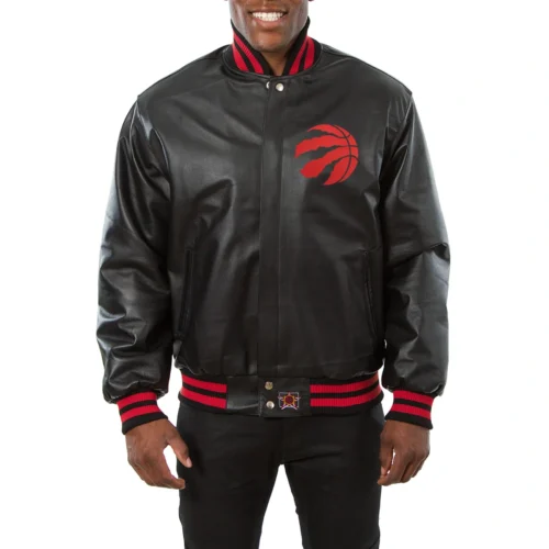 Toronto Raptors Real Black Full Leather Varsity Jacket