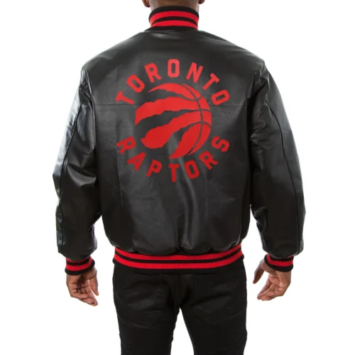 Alternative view of Toronto Raptors Real Black Full Leather Varsity Jacket