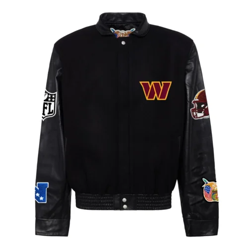 Washington Commanders Black Wool & Leather Varsity Jacket