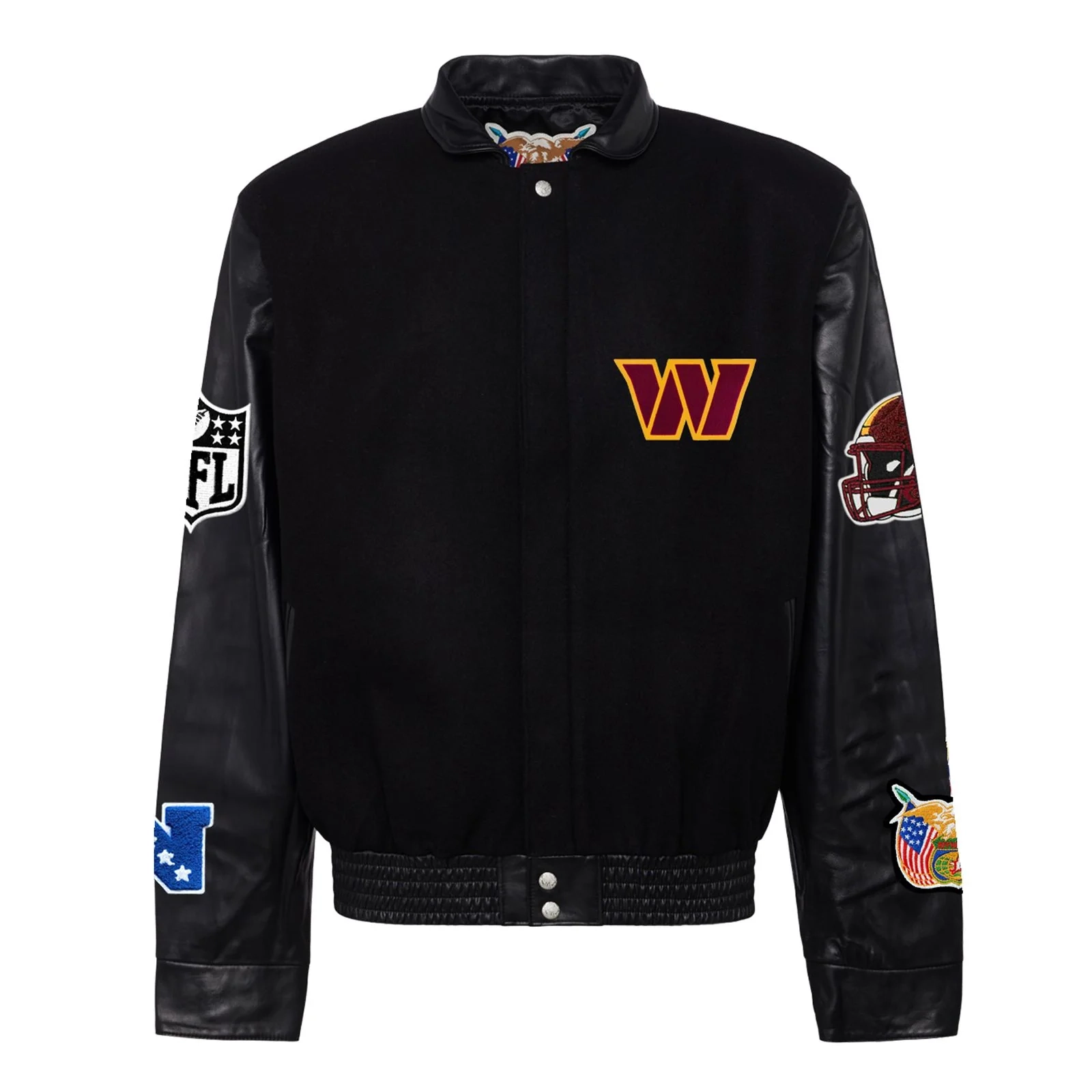 Washington Commanders Black Wool & Leather Varsity Jacket