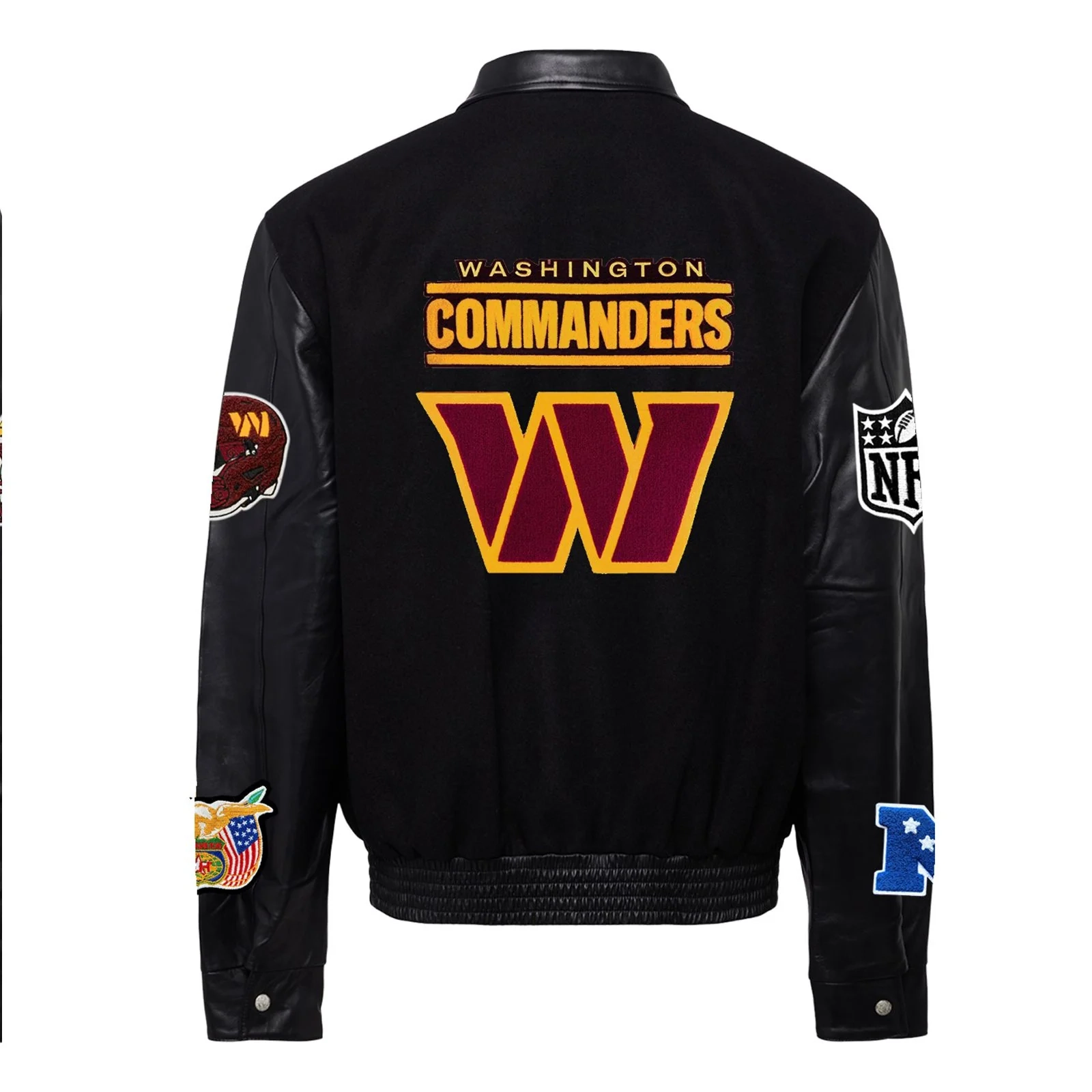 Washington Commanders Black Wool & Leather Varsity Jacket - Image 2