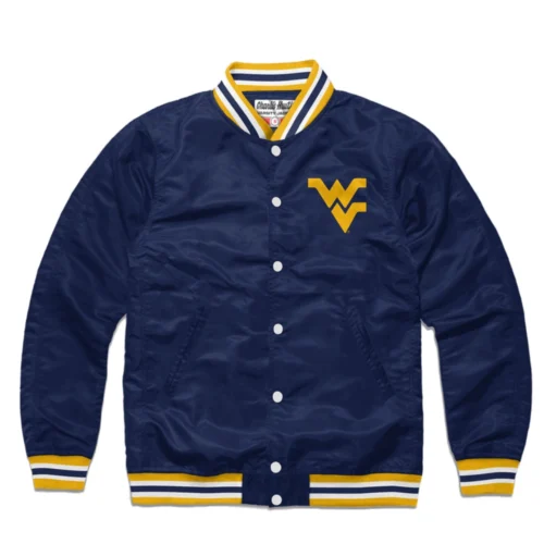 West Virginia Mountaineers Logo Full-Snap Satin Varsity Jacket - Navy