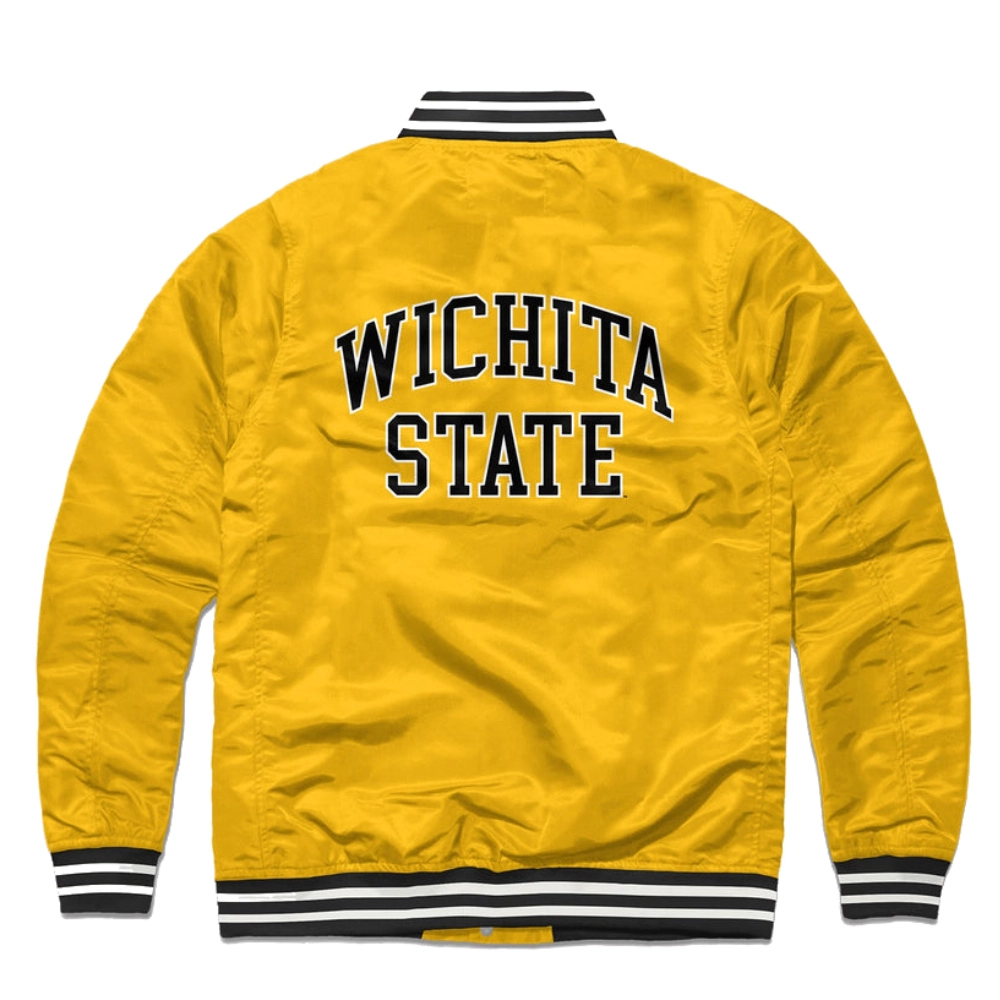 Wichita State Shockers Logo Full-Snap Satin Varsity Jacket - Yellow - Image 2