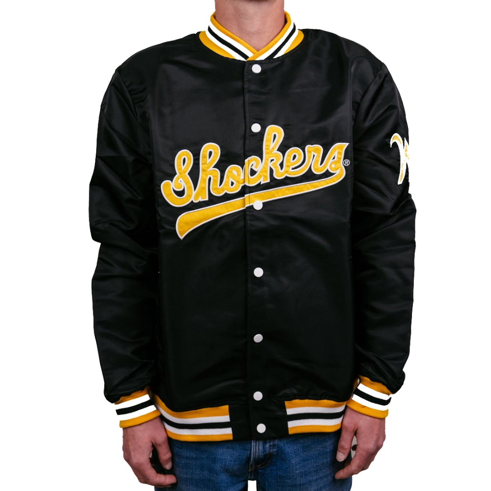 Wichita State Shockers Script Vintage Varsity Jacket - Black - Image 2