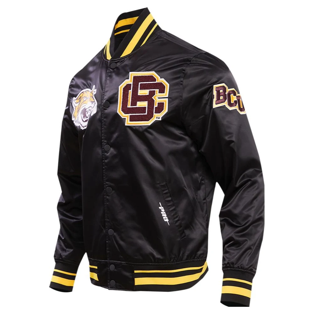 Alternative view of Bethune–Cookman Wildcats Classic Black Satin Varsity Jacket