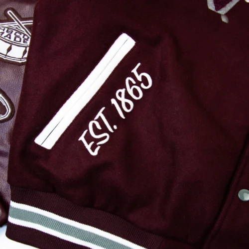 Virginia Union Panthers Motto 3.0 Wool & Leather Varsity Jacket - Maroon - Image 4