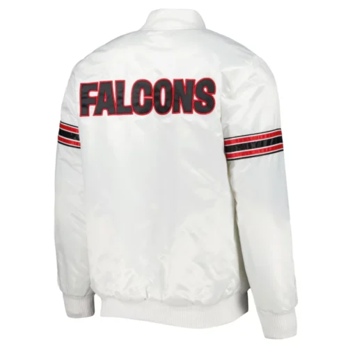 Alternative view of Atlanta Falcons Power Forward Full-Snap Satin Varsity White Jacket